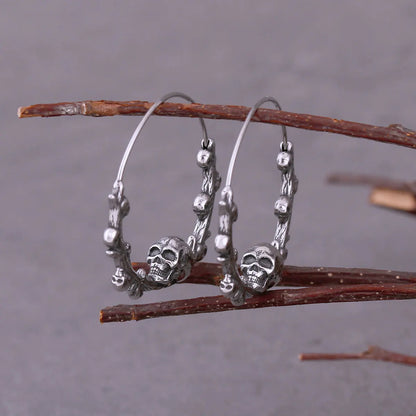 Unique Design Gothic Skull Hoop Earrings Creative Fashion Never Fade Stainless Steel Vintage Punk Hip Hop Earring Jewelry Gift