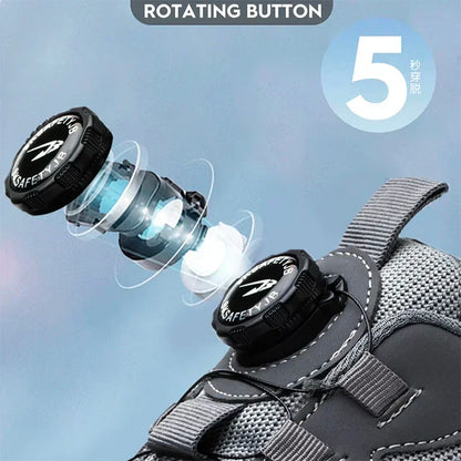 Men's Safety Work Shoes Anti-smash Anti-puncture Rotating Button Fashion Sport Boots Protective Security Men's Footwear