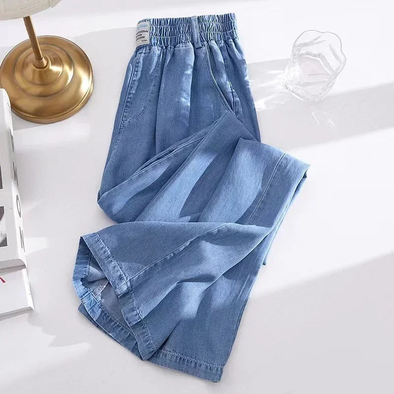 New Fashion Slouchy Streetwear Blue Baggy Jeans for Women High Waisted Soft Pleasantly Cool Girls Boyfriend Denim Wide Leg Pants