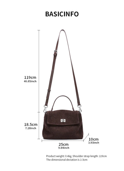 2026 NEW Autumn winter women's Natural Suede leather Crossbody Bag luxury designer Genuine Leather commuting messenger bag