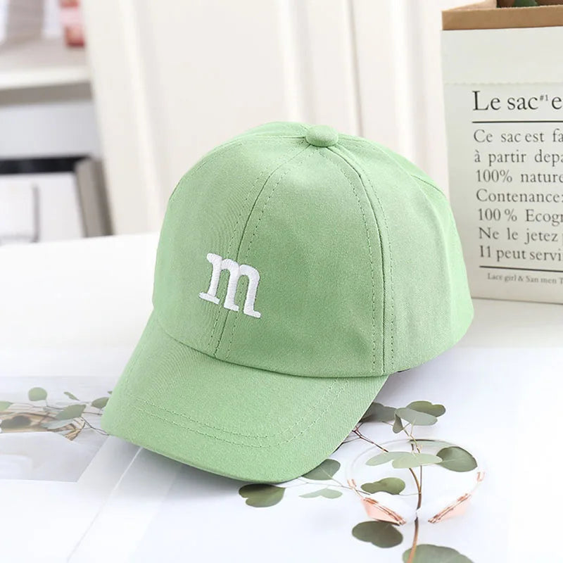 Kids Baseball Cap Children's Hat for Lovely Baby Cotton Breathable Kids Hats Girl Boy Caps M Letter Embroidered Hat for Boy