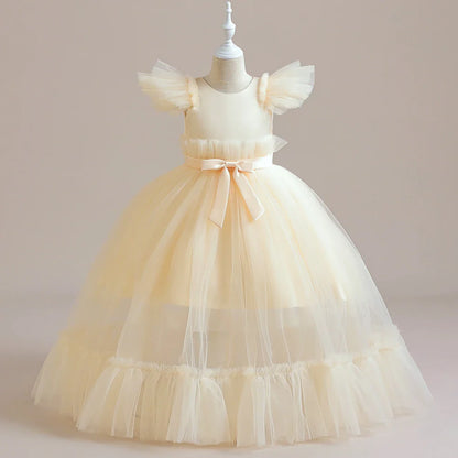 Summer Baptism Bridesmaids Girls Party Dresses Elegant Tulle Wedding Birthday Princess Prom Dress Girl First Communion Vestidos