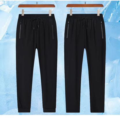 New Comfortable Ice Silk Men's Sports Pants Breathable Sweat-absorbing Quick Drying Outdoor Comfortable Running Pants