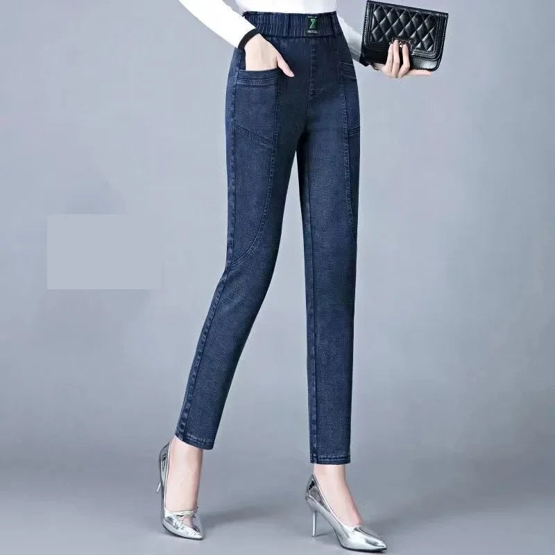 Elastic Denim Trousers Women High waist Casual Jeans