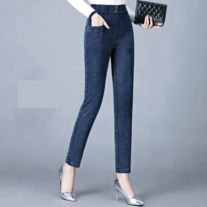 Elastic Denim Trousers Women High waist Casual Jeans
