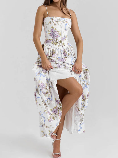 Summer Clothes for Women Midi Elegant Dress 2025 New Arrivals White Floral Print Holiday Dress