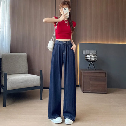 Women's New Tencel Thin Section Jeans Wide-Leg Pants