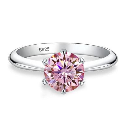 0.5ct 1ct 2ct 3ct Blue Pink Purple Black Moissanite Rings for Women Sterling 925 Silver Wedding Party Band Woman's Ring