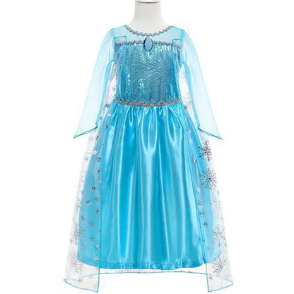 Snow Queen Princess Dress for Toddler Girl Elsa Festival Carnival Fancy Kid Birthday Party Clothing Lovely Halloween Cosplay