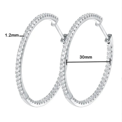 Luxury Designer D Color Full 2mm Moissanite Hoop Earrings For Women Party S925 Silver Plated 18K Gold Diamond Earring Gift
