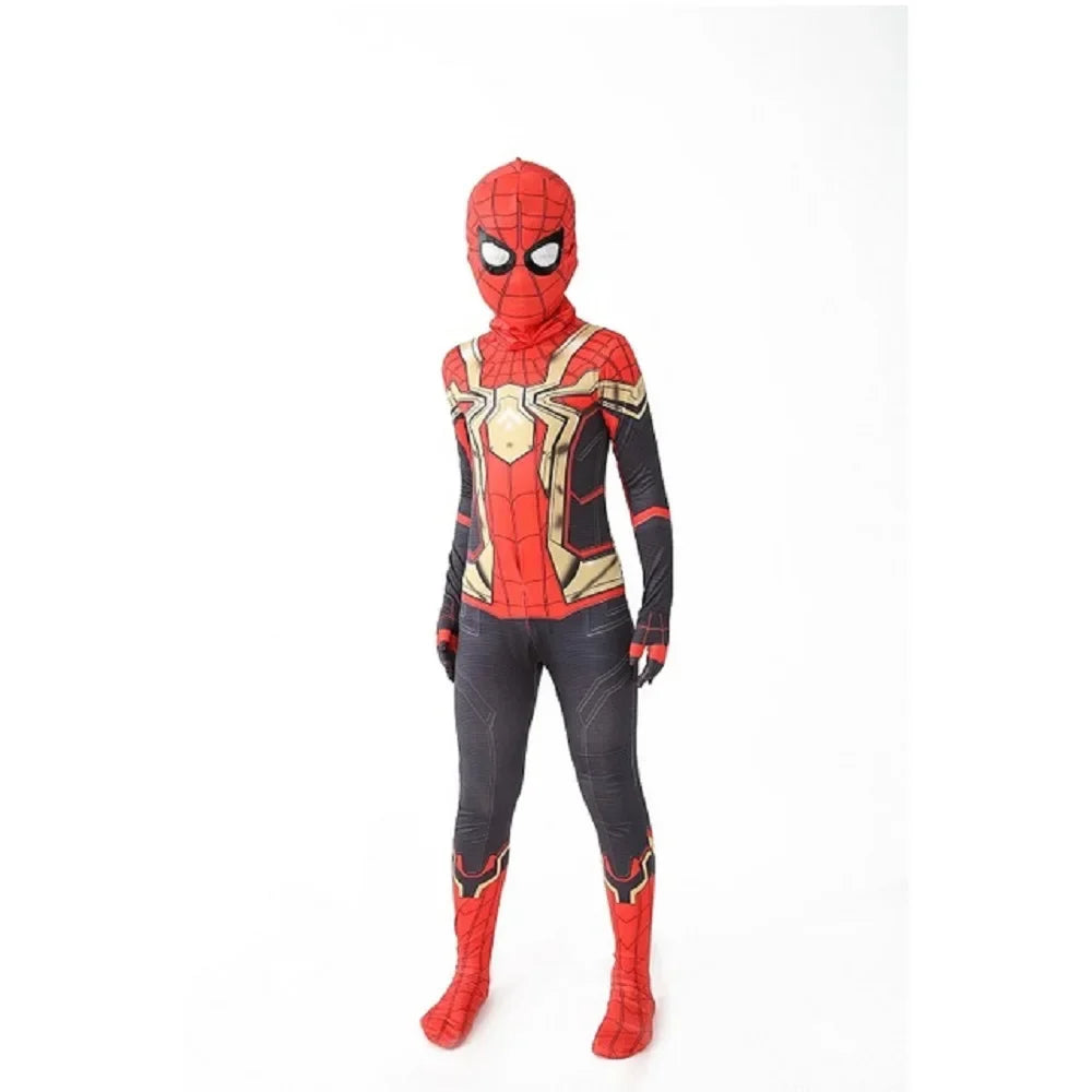 Kids Spiderman Costume Birthday Gift Party Dress Up Spiderman Classic Miles Superhero Kids Cosplay Costume Elasticity Jumpsuit