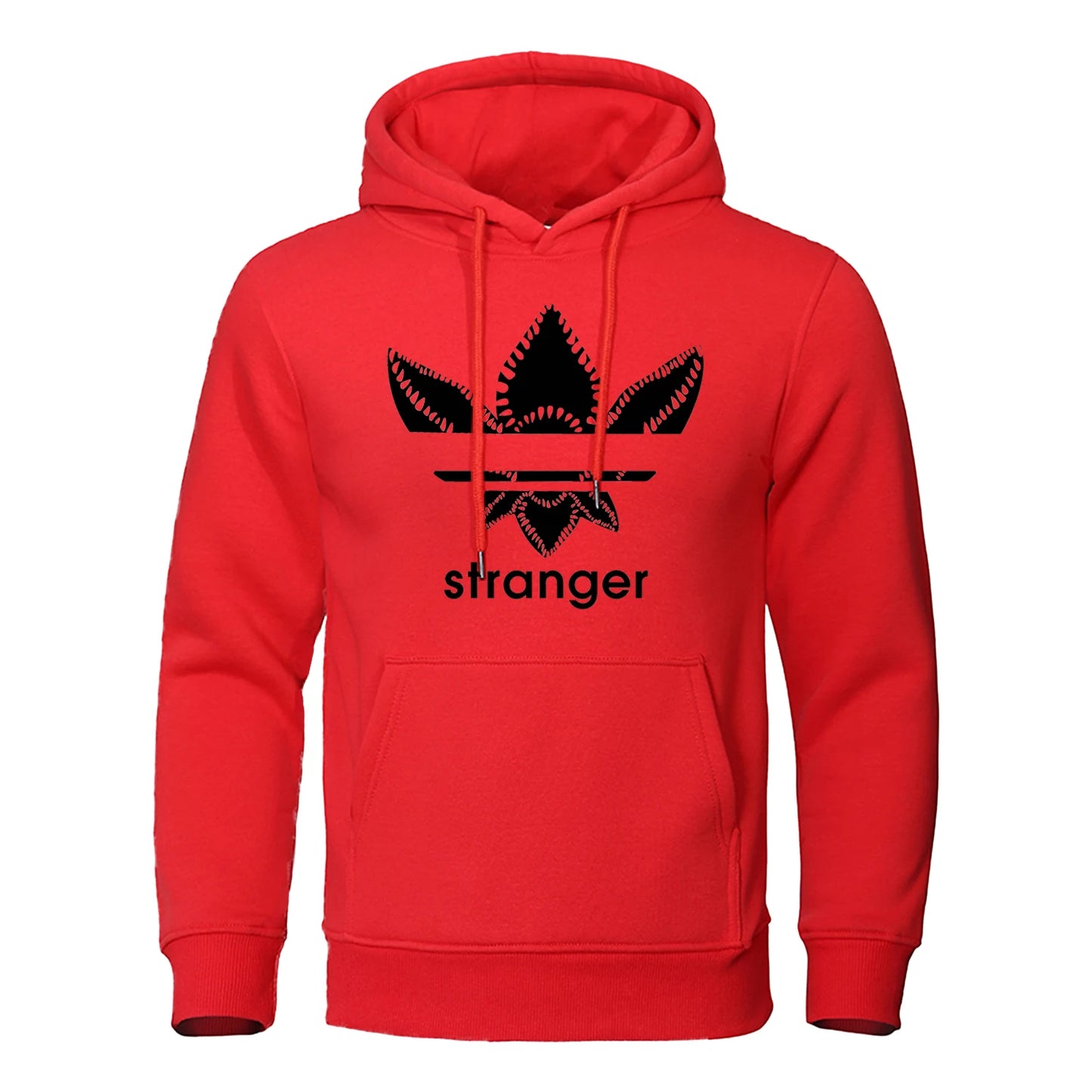 Funny Stranger Floral Pattern Printed Hoodies Mens Letter Style Streetwear Fashion Loose Street Hoody Fleece Pullover Men Hoodie