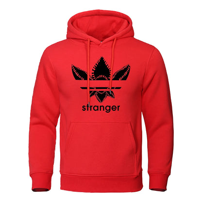Funny Stranger Floral Pattern Printed Hoodies Mens Letter Style Streetwear Fashion Loose Street Hoody Fleece Pullover Men Hoodie