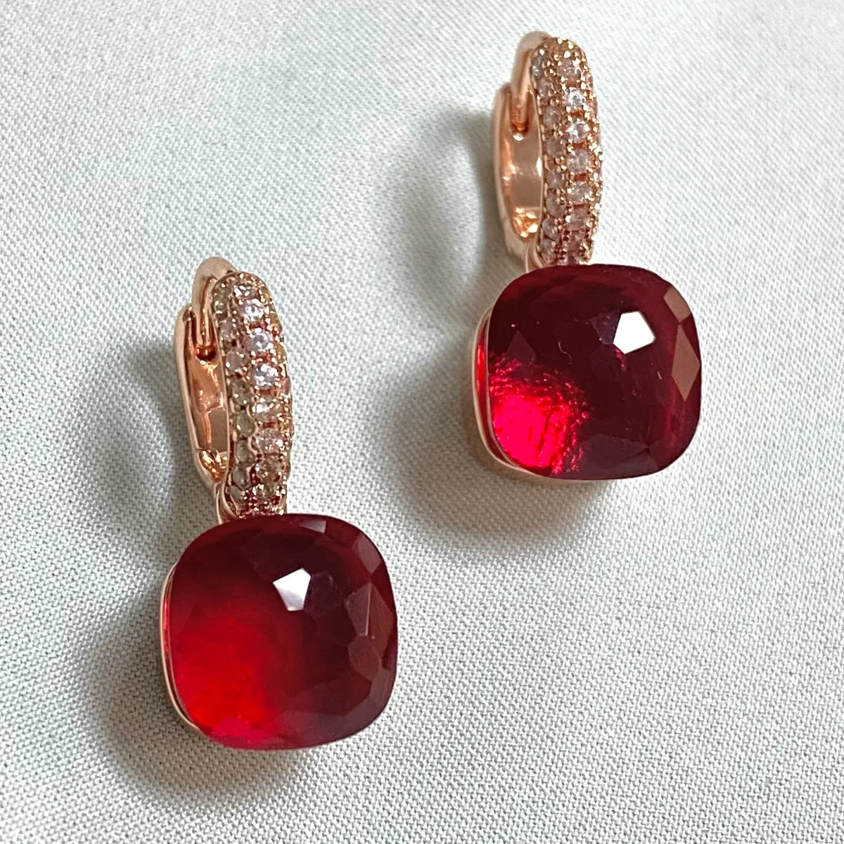 Classic Candy Color Earrings Inlay Transparent Zircon 27Colors Crystal Earrings Rose Gold Plated Fashion Jewelry For Women