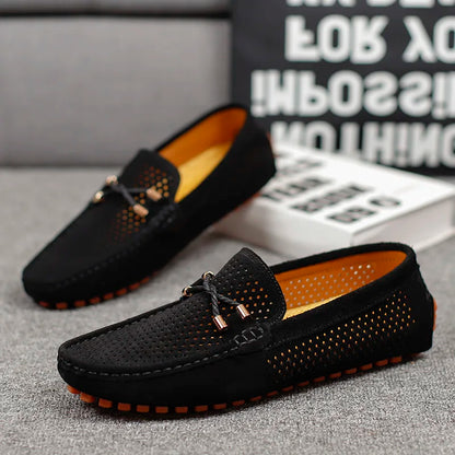 Mens Casual Shoes Genuine Leather Man Loafers Slip on Flats Lightweight Mens Driving Shoes Lazy Shoes