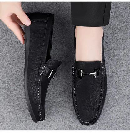 Men's shoes large size simple men's lazy casual shoes for men's black light driving loafers men's shoes leather shoes