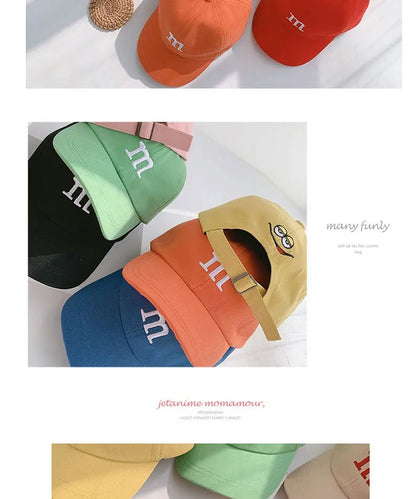 Kids Baseball Cap Children's Hat for Lovely Baby Cotton Breathable Kids Hats Girl Boy Caps M Letter Embroidered Hat for Boy