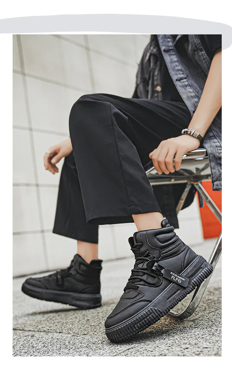 Novos Tênis Casuais de Moda Cano Alto Sapatos de Skate Botas Estudantis Masculinas e Femininas Tendência Resistente ao Desgaste Casais Bicolores