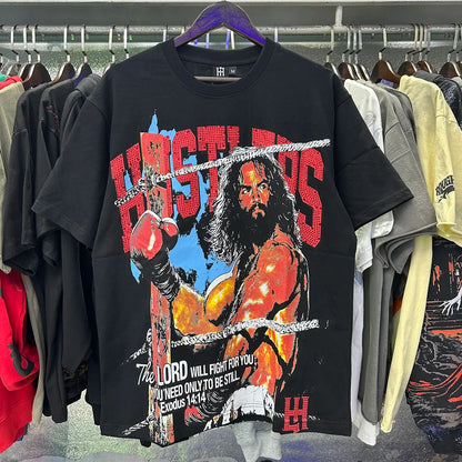 Masked Angel Shooting Arrows Diamond Cotton Short Sleeve Tshirts for Men and Women Crew Neck Loose Summer T-shirt Oversized Tees