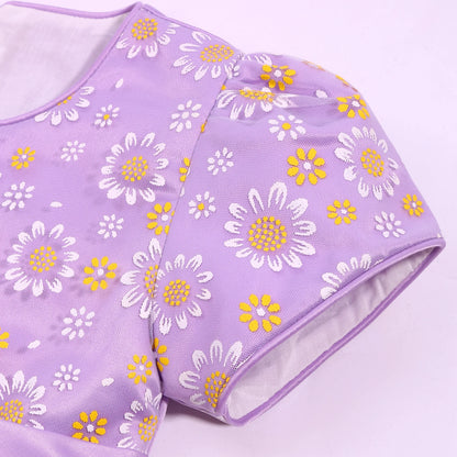 Cross-border special summer burst dress girls printed waist wedding dress flower girl short-sleeved princess puffy skirt