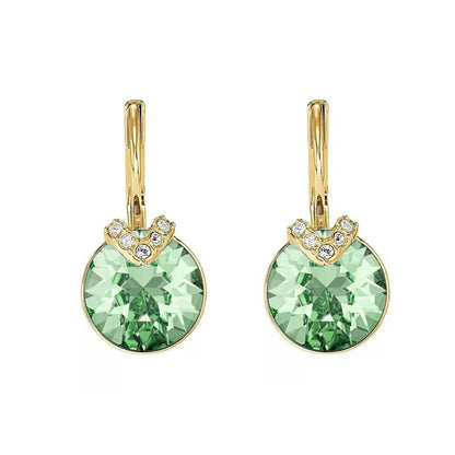 Bella V Drop Earring for Women Christmas Birthday Genuine Crystals from Austria Round Cut Dangle Silver Color Pierced Jewelry