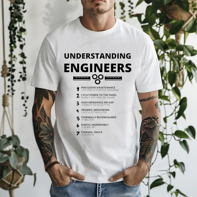 Understanding Engineers Funny Sarcastic T Shirt Men Casual Short Sleeve Graphic Tees T-Shirts Engineering Humor Streetwear Gift
