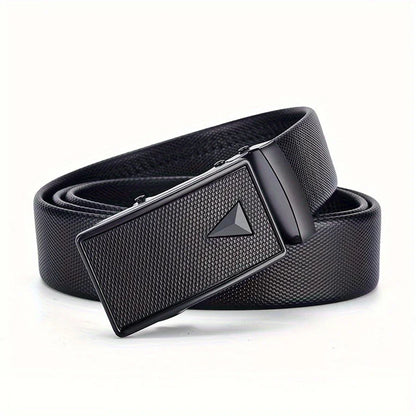 Men's leather belt with automatic buckle, Korean version trendy and casual middle-aged and young business leather pants belt