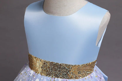 New Baby Kids Girls Elegant Printed Butterfly Flower Princess Party Tutu Dresses Children Sequins Wedding Evening Girl Clothes