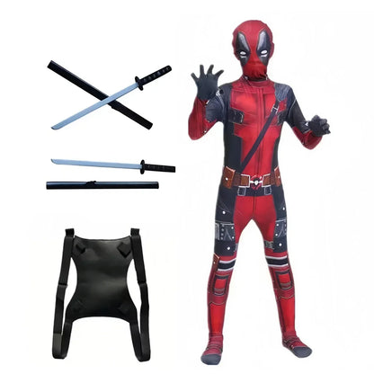Deadpool Superheroes Child Costume Kid Halloween Cosplay Costume Deadpool Kids Suit Jumpsuit Superhero Deadpool Child Costume