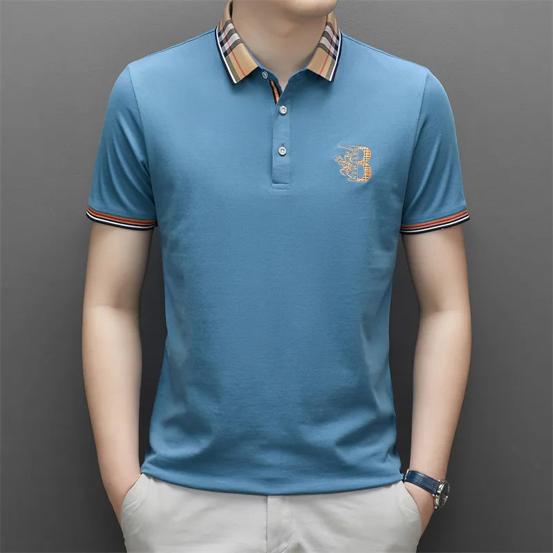 Luxury brand short sleeve men's polo shirt hot selling in summer classic embroidery high-end breathable cotton golf top T-shirt
