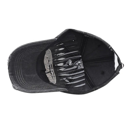 Vintage Washable Cowboy Baseball Cap Embroidery Snapback Hat for Men Women Worn Out Hip Hop Caps Adjustable Solid Cotton Sun Hat