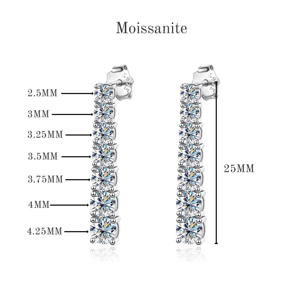 100% 925 Sterling Silver 2.82CT Moissanite Diamond Earrings For Women Long Tassel Earring Sparkling Party Fine Jewelry