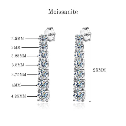 100% 925 Sterling Silver 2.82CT Moissanite Diamond Earrings For Women Long Tassel Earring Sparkling Party Fine Jewelry