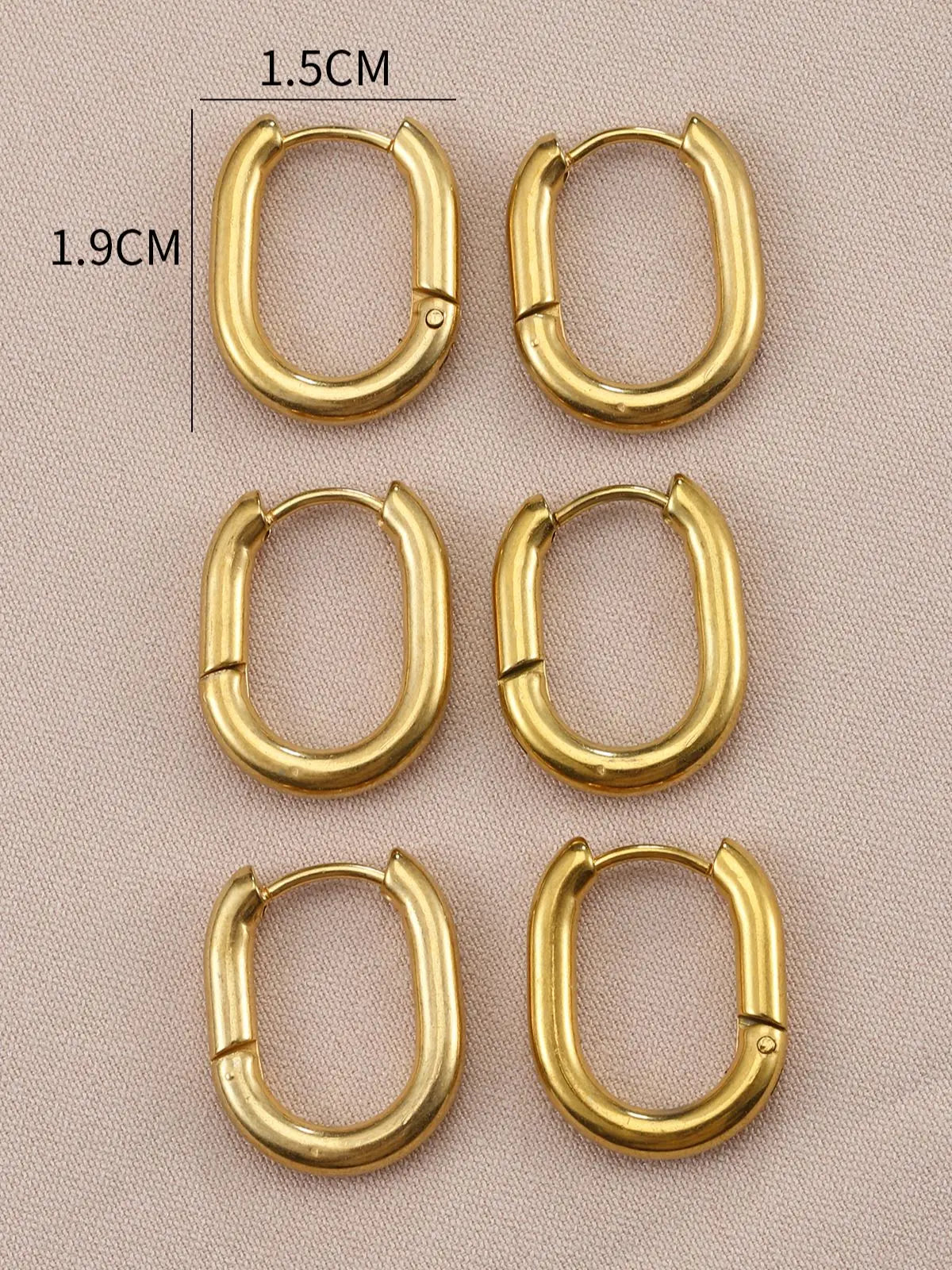 10pcs Stainless Steel Thick Wire Hoop Earrings Punk Hiphop Huggie Piercing