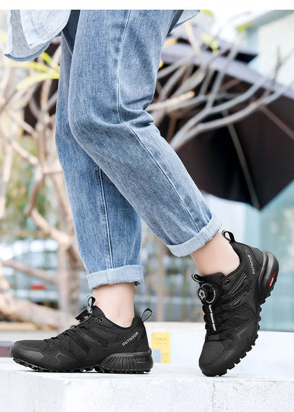 Men's Casual Sports Shoes Size 40-47 Rotating Lace-Up Men's Shoes Outdoor Non-Slip Breathable Comfortable Men's Sports Shoes
