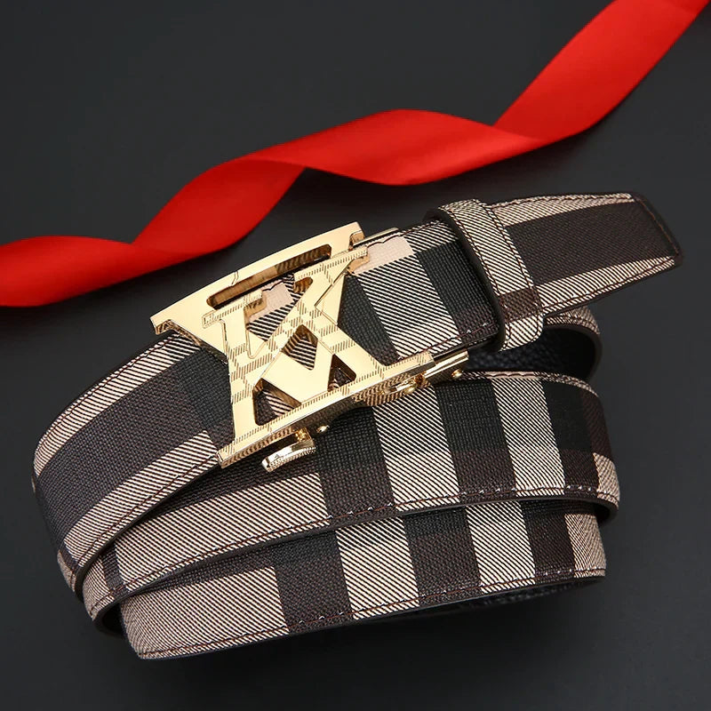Luxury brand belt New genuine leather fashionable printed men's belt trend business versatile jeans belt for