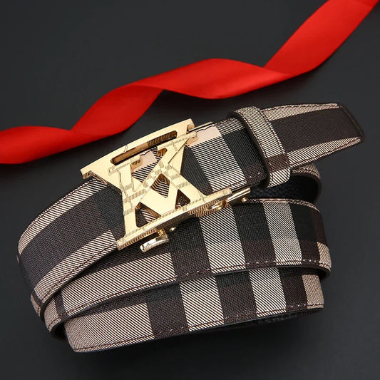 Luxury brand belt New genuine leather fashionable printed men's belt trend business versatile jeans belt for