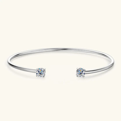 2-Stone 0.8ct Pear Cut Moissanite Cuff Bangle 925 Silver Open Hand Chain Bracelet Adjustable Diamond Jewelry For Women Gift