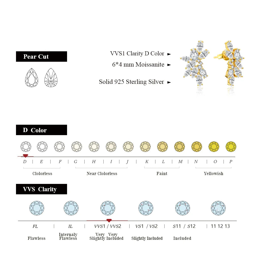 Luxury S925 Sterling Silver Moissanite Stud Earrings for Women Man Wedding Engagement Party Gift Exquisite Jewelry Sets