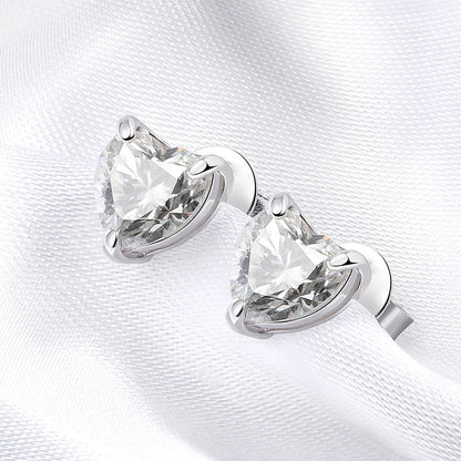 1CT 2CT 4CT Heart Cut Moissanite Stud Earrings for Women Luxury Quality Lab Diamond S925 Sterling Silver Bride Jewelry