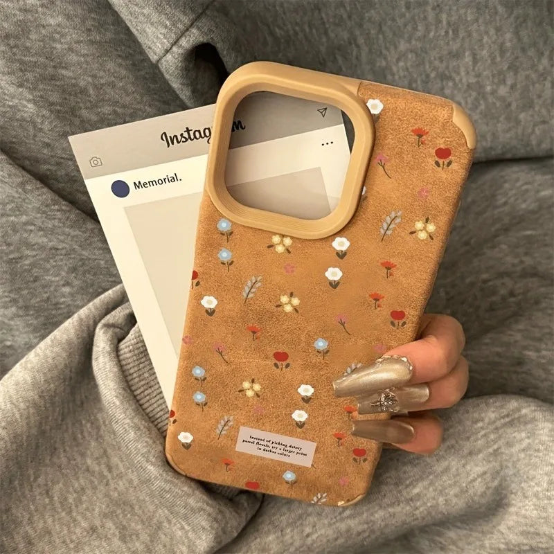 Branches and Leaves Broken Flowers Bonded Leather Phone Case For iPhone 17 16 Pro Max 15 14 Plus 13 12 11 XS X XR 17 Air Cover