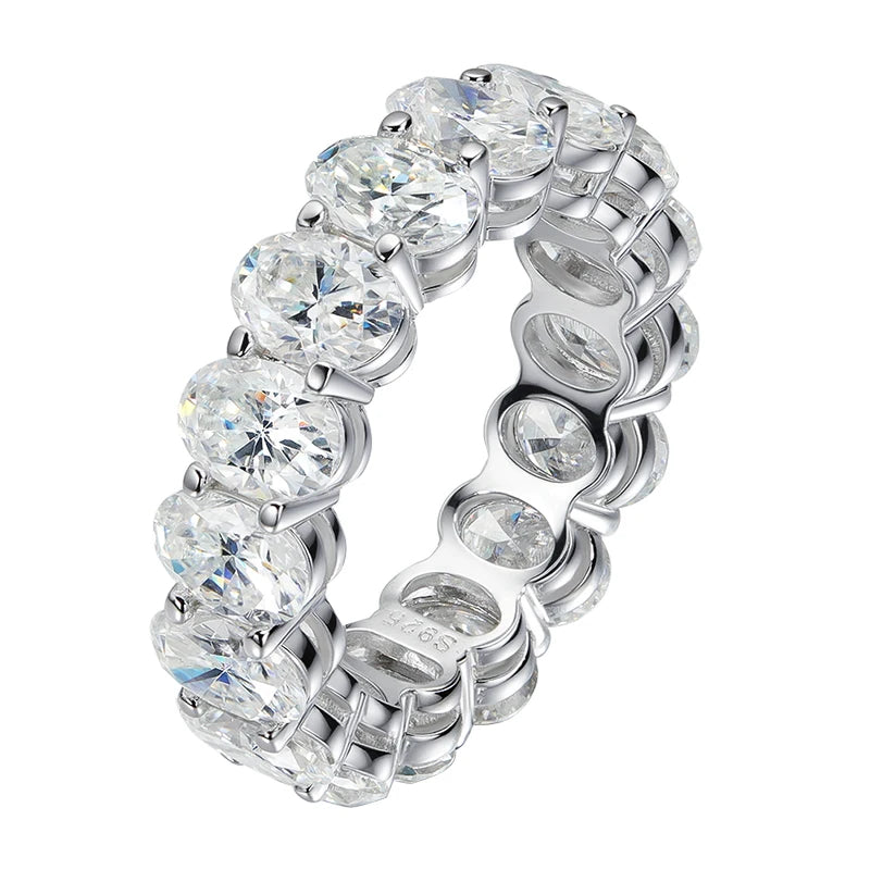 5*7mm Oval Cut Moissanite Ring for Women Full Eternity Bands Lab Diamond Promise Jewelry Pure S925 Silver Female Rings