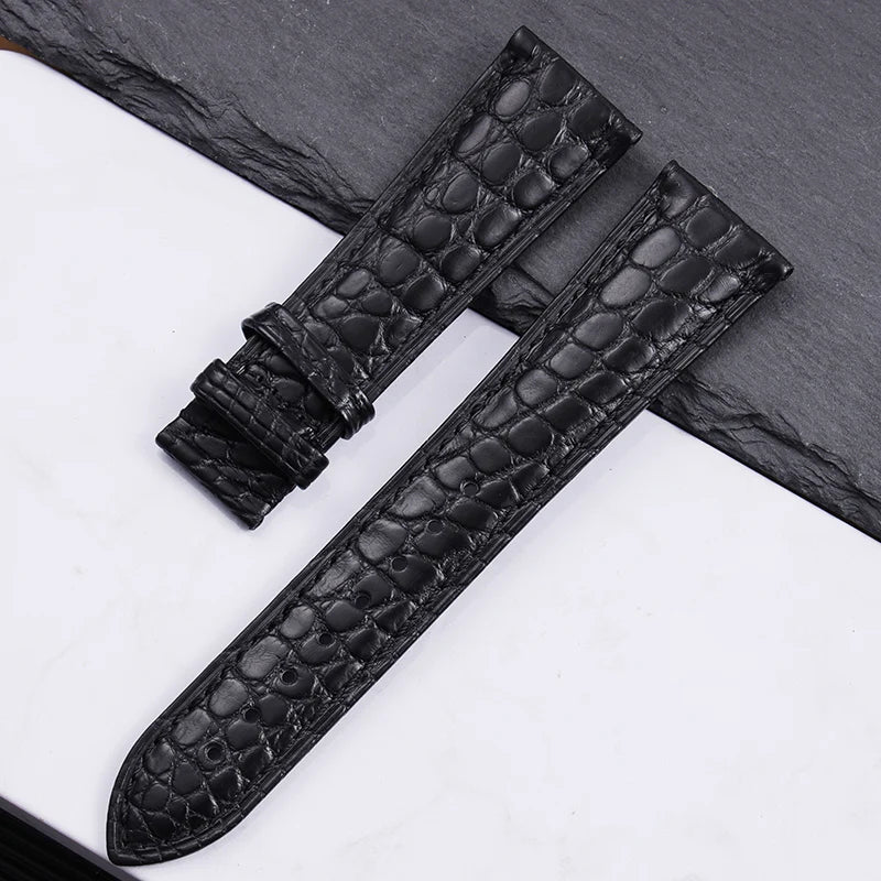 High quality Two-sided Crocodile Skin leather watch strap Butterfly clasp 19mm 20mm 21mm 22mm men metal Watchband soft bracelet