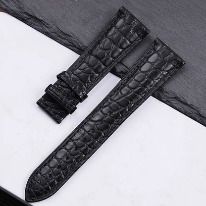 High quality Two-sided Crocodile Skin leather watch strap Butterfly clasp 19mm 20mm 21mm 22mm men metal Watchband soft bracelet