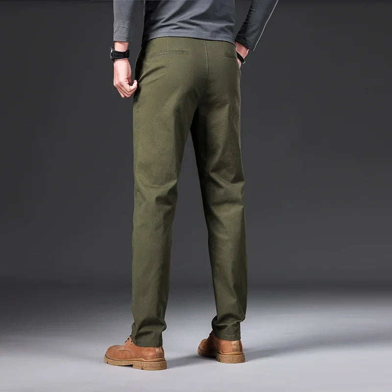97% Cotton Classic Men's Casual Pants New Soft Cozy Elasticity Straight Business Trousers Fashion Branded Clothing Size 28-38