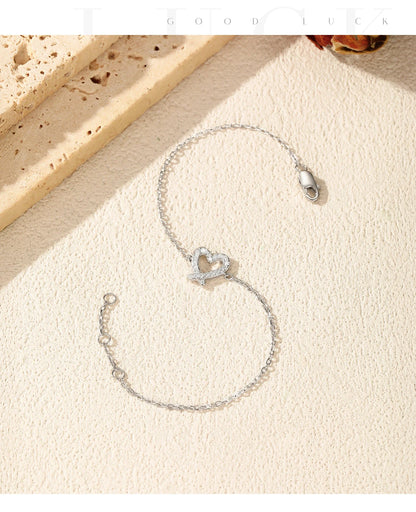 D Color Moissanite 925 Sterling Silver Sweet Romantic Irregular Heart Link Chain Bracelet For Women Fine Jewelry