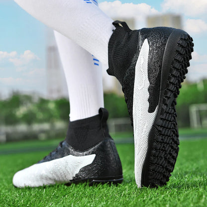 Men & Women TF Stud Football Boots, Anti-slip, Leather Material, Suitable for Student & Adult Training, Artificial & Natural Gra