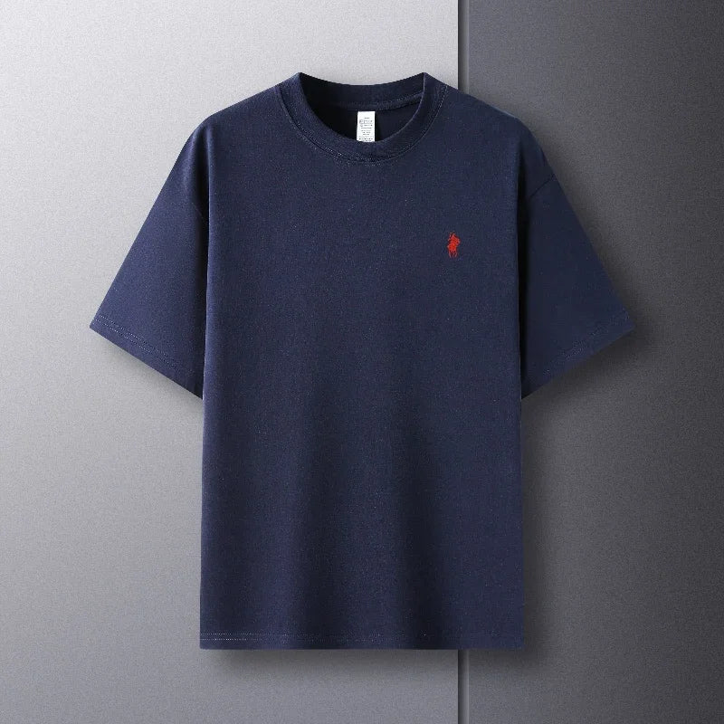 Luxury brand short sleeve men's round neck T-shirt summer fashion classic pony embroidery design 100cotton breathable casual top