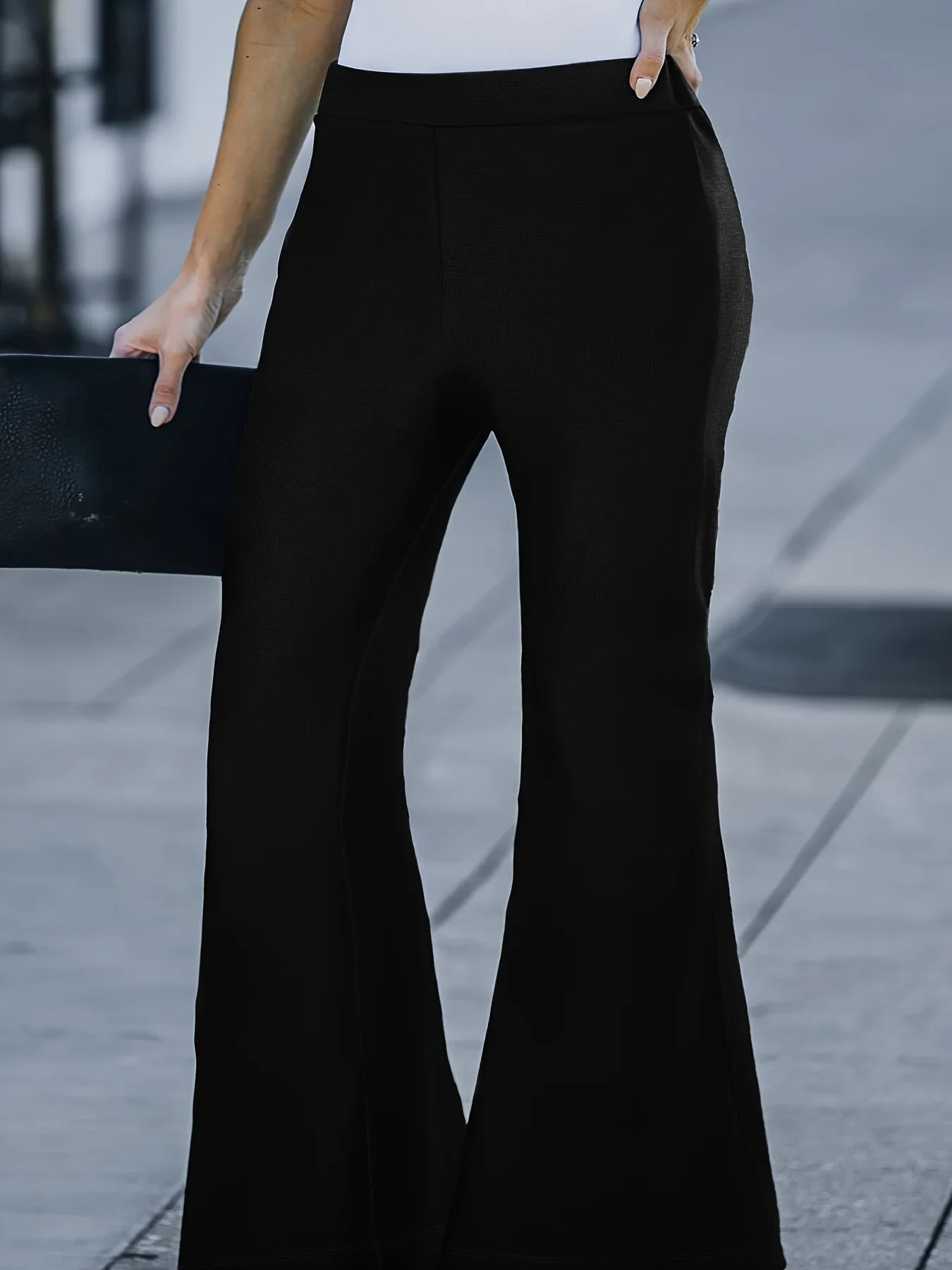 Elegant and gentle street style hot pleated design flared pants