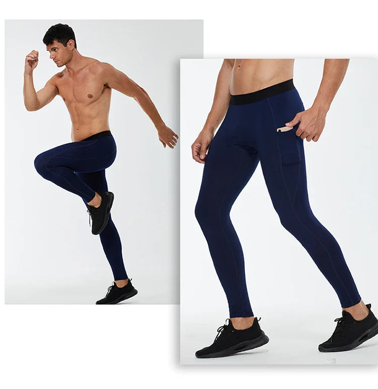Men's Autumn and Winter Warm Running Tight Leggings Sports Gym Fitness Jogging Pants Fast Dry Running Compression leggings